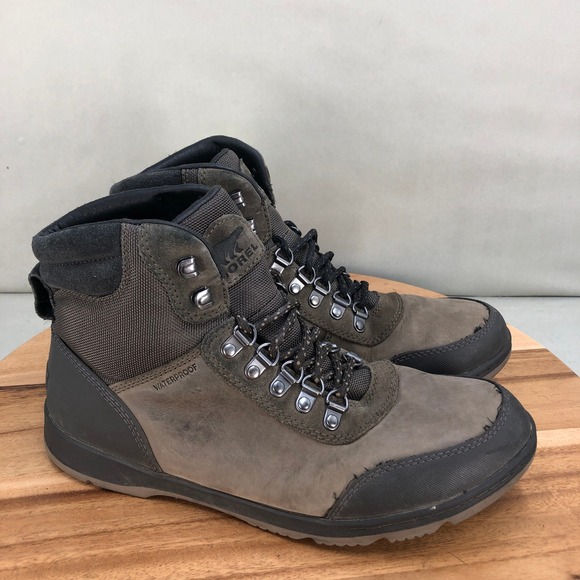 Sorel Ankeny II Waterproof Mens Leather Boots Size 9.5 Brown Lace Up Comfort
